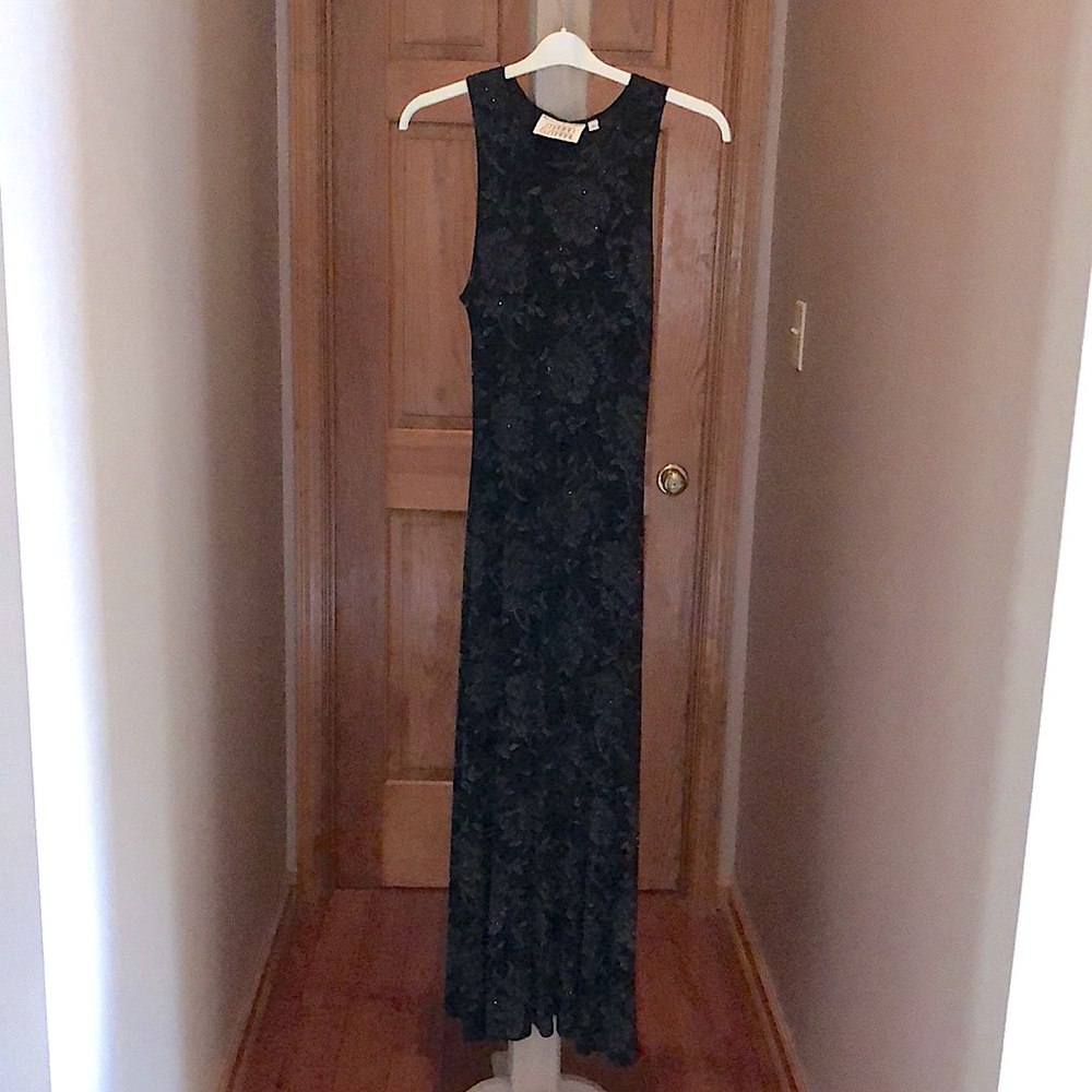 Vintage Glitter Black Maxi Dress